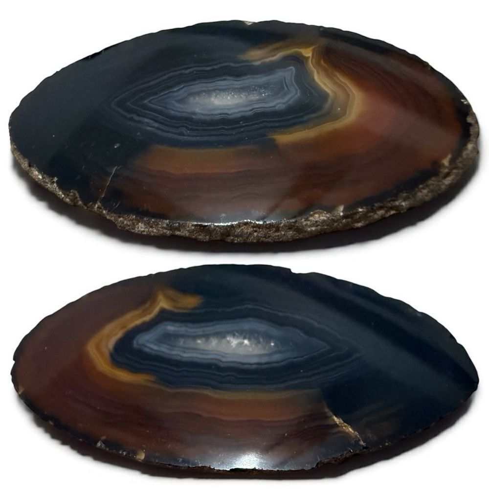 Brown Black Polished Agate Slice – Natural Crystal Display Stone 4.75”